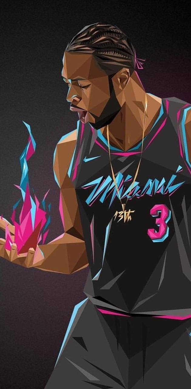 NBA Miami Heat Dwyane Wade Digital Art Wallpaper