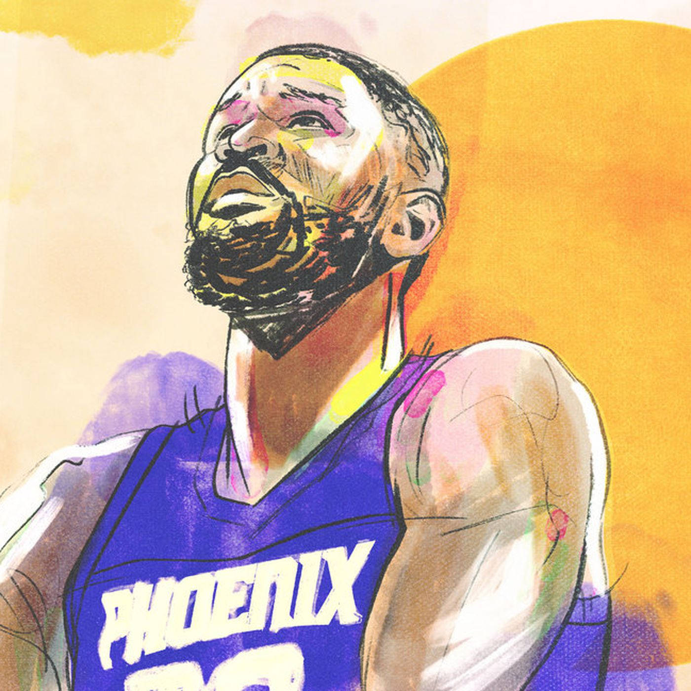 NBA Phoenix Suns Deandre Ayton Digital Artwork Wallpaper