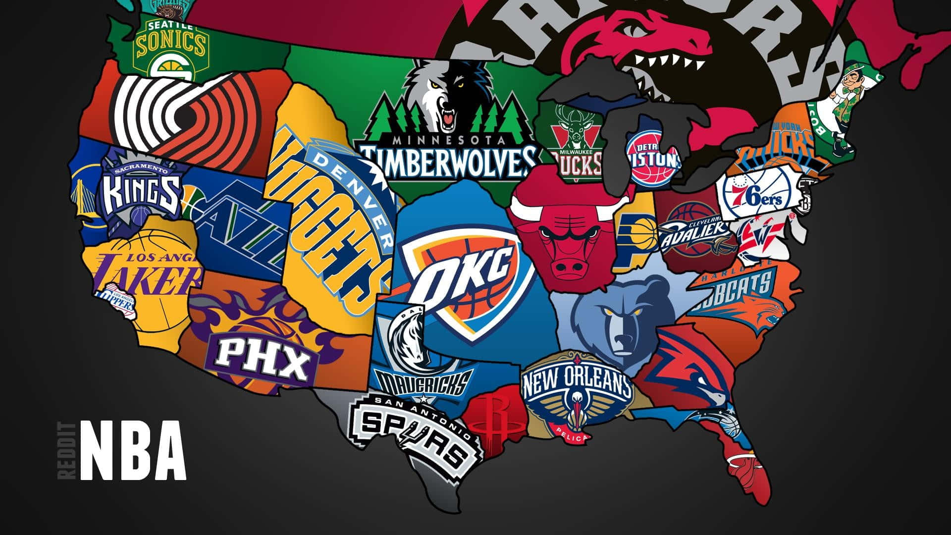 Nba Logos On A Map Of The United States