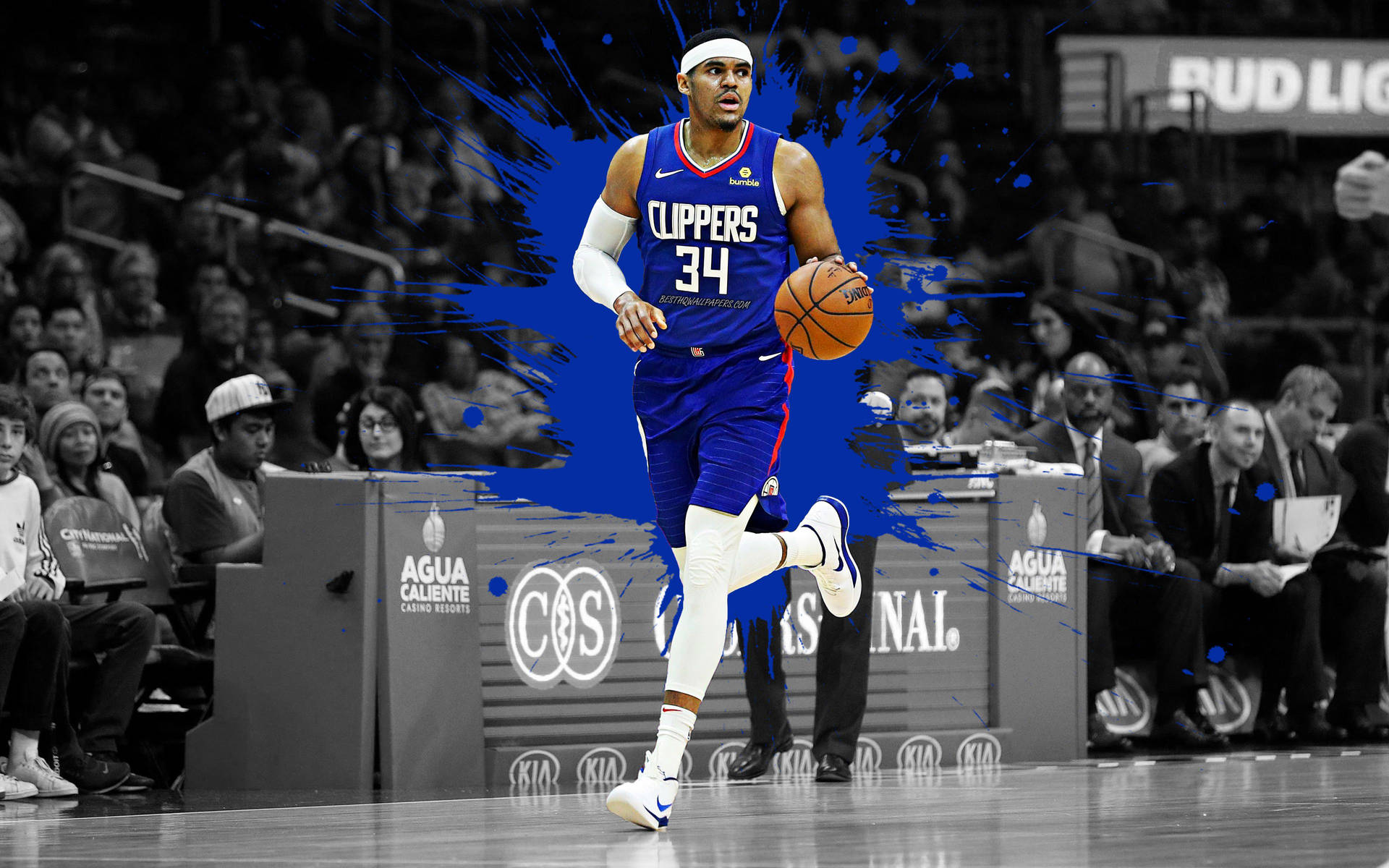 Nba Player Clippers Tobias Harris In The Court Background