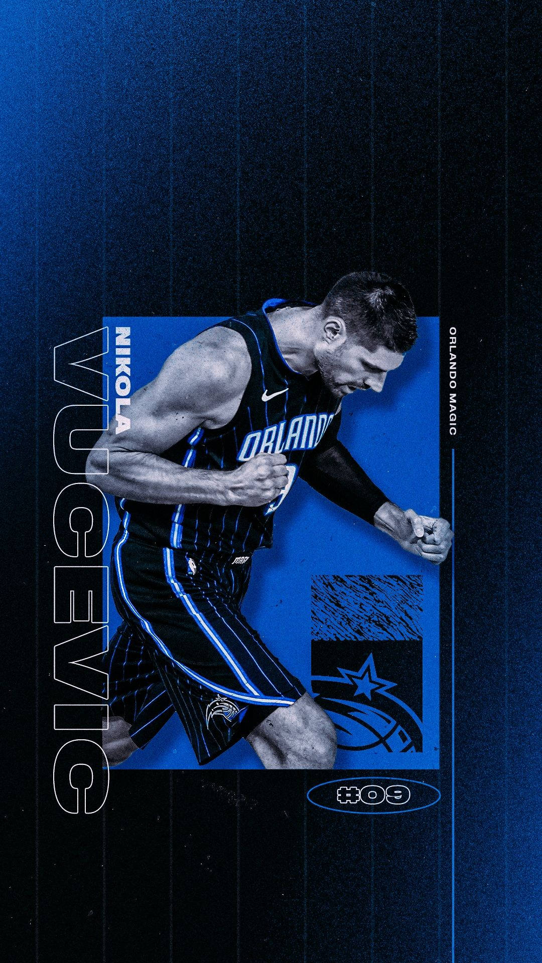 NBA Player Orlando Magic Nikola Vucevic Graphic Art Wallpaper
