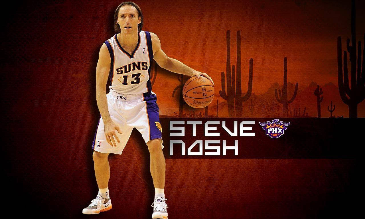 NBA Player Steve Nash Orange Fan Art Wallpaper