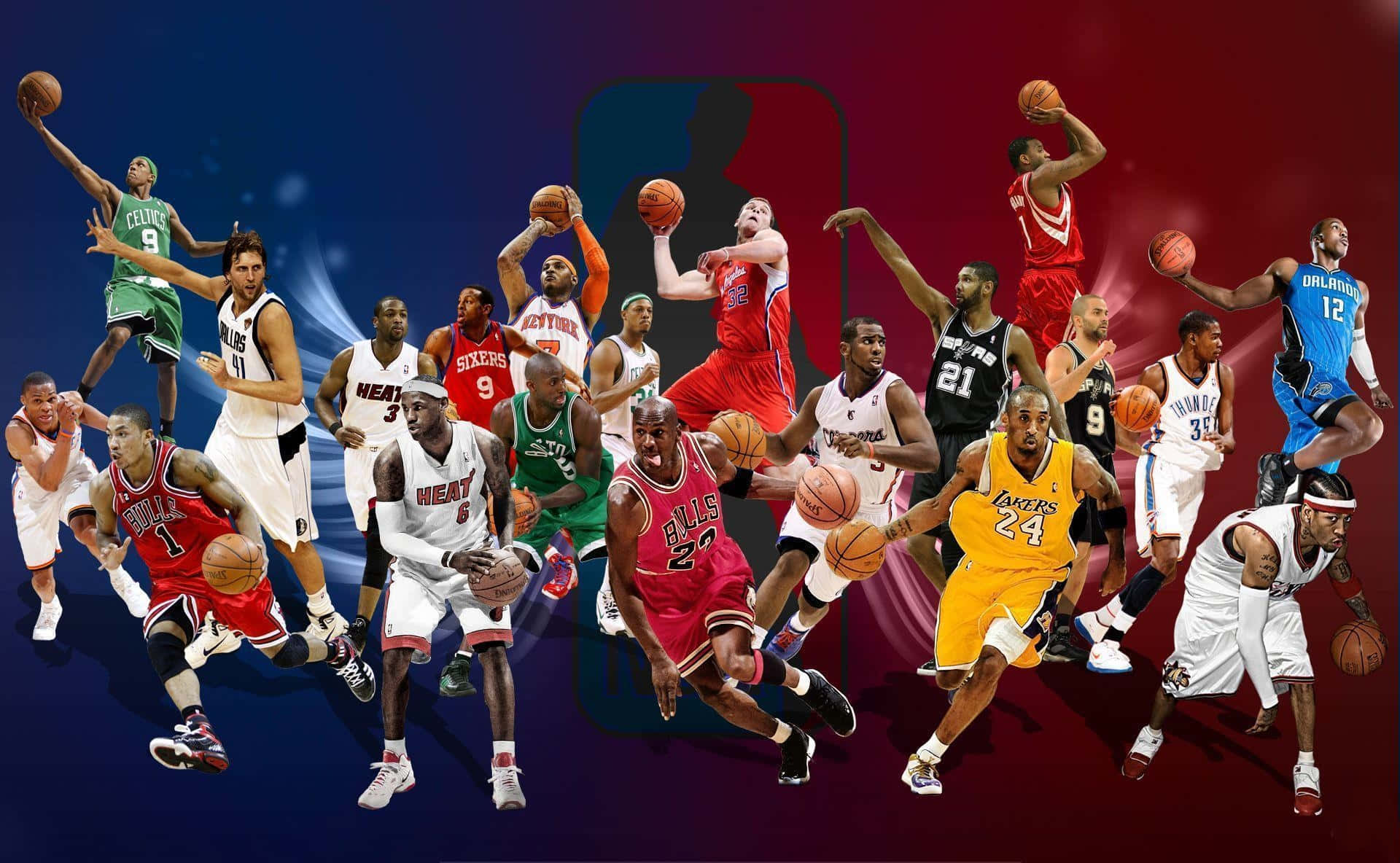 Spillere fra NBA basket i handling Wallpaper