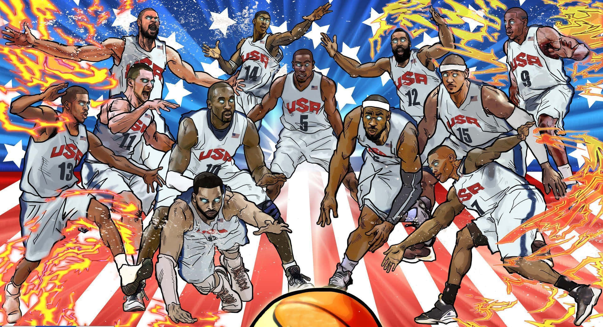 Nba Players USA Flag Wallpaper