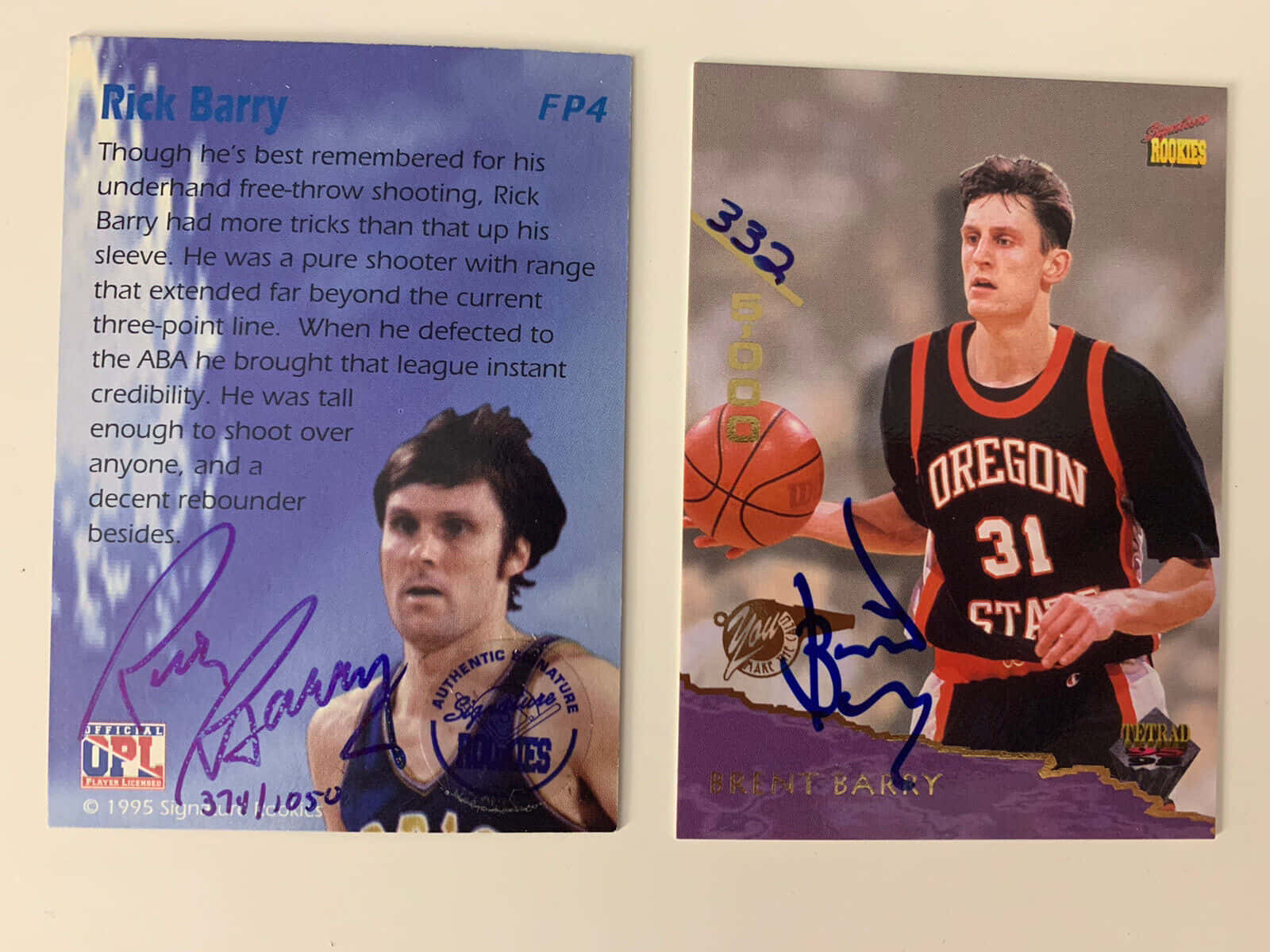 NBA Rick Barry And Brent Barry Trading Card Wallpaper