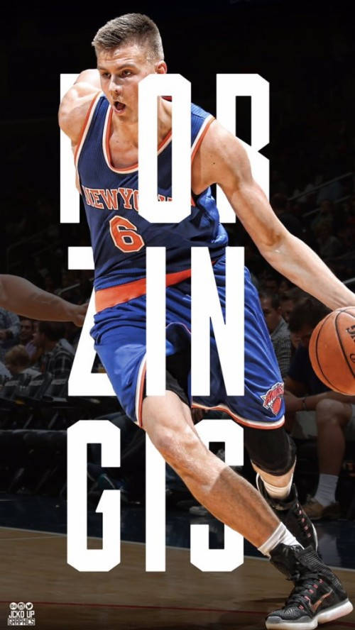 NBA-stjerne Kristaps Porzingis fanart plakat Wallpaper