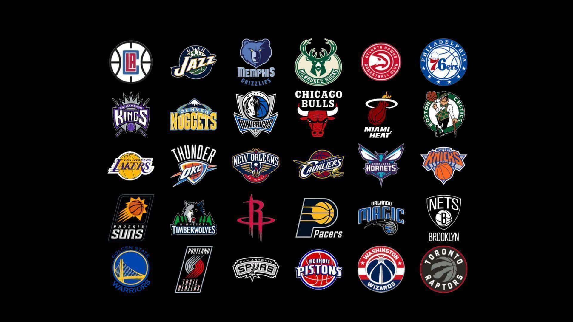 En luftfoto panorama af National Basketball Association's officielle 30 hold. Wallpaper