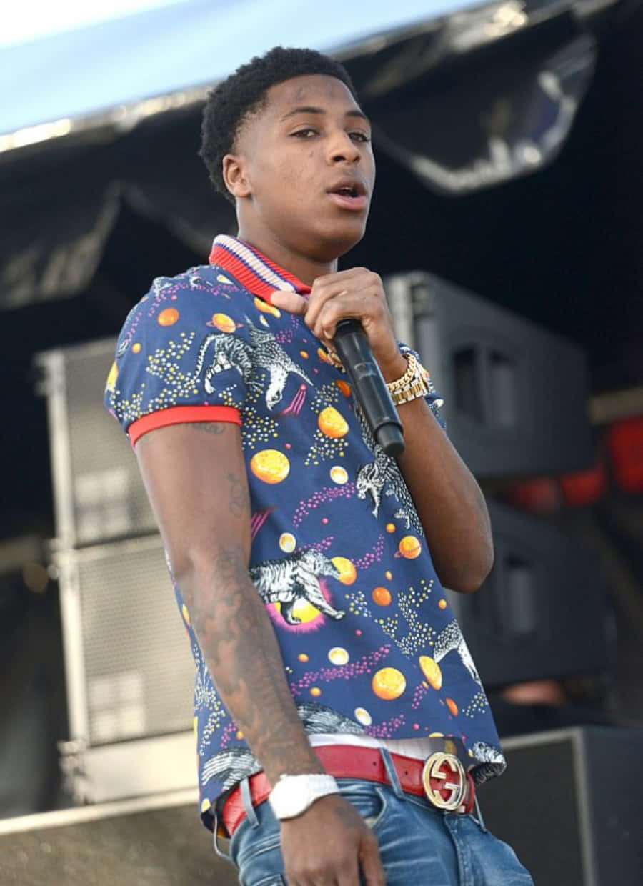 NBA Youngboy delighting his fans with an energetic performance