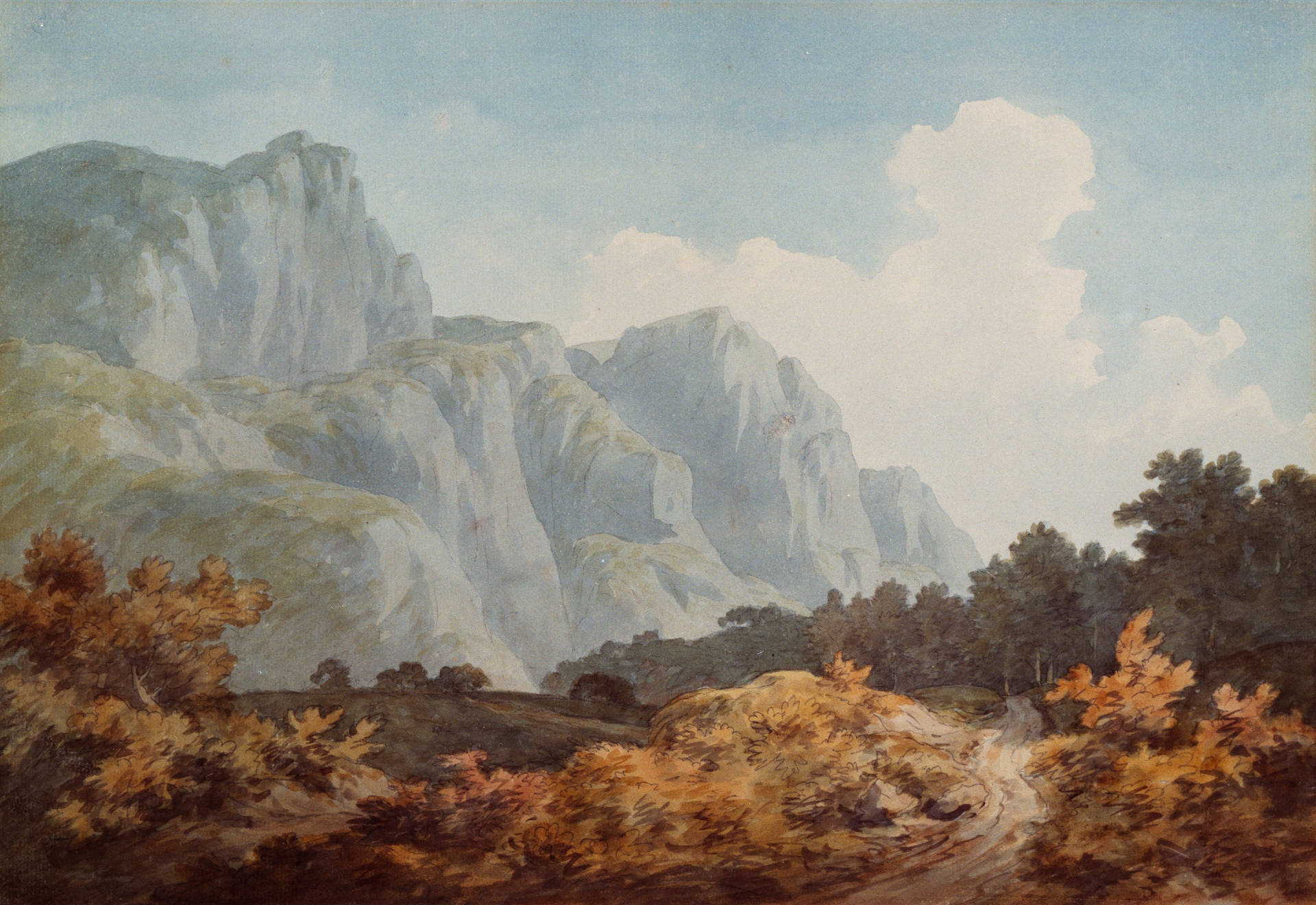 Near Glarus Switzerland Painting By John Warwick Smith Wallpaper