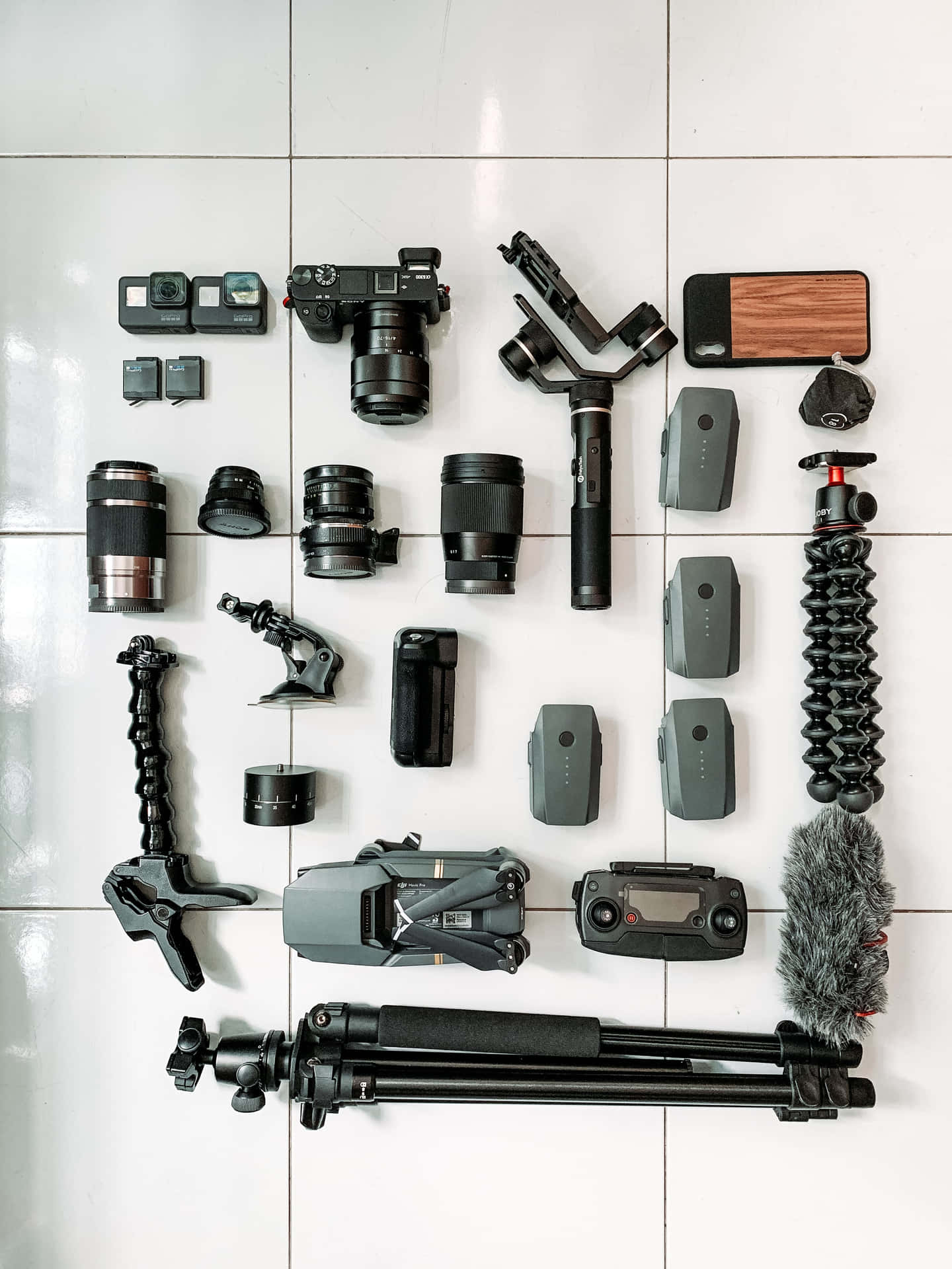 Professional Photography Gear From Top View Wallpaper