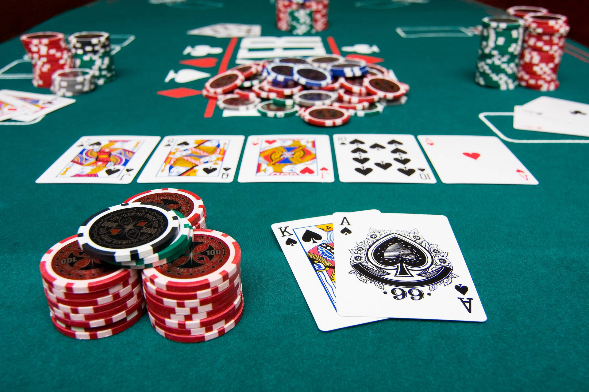 Neatly Stacked Poker Chips Blackjack Wallpaper