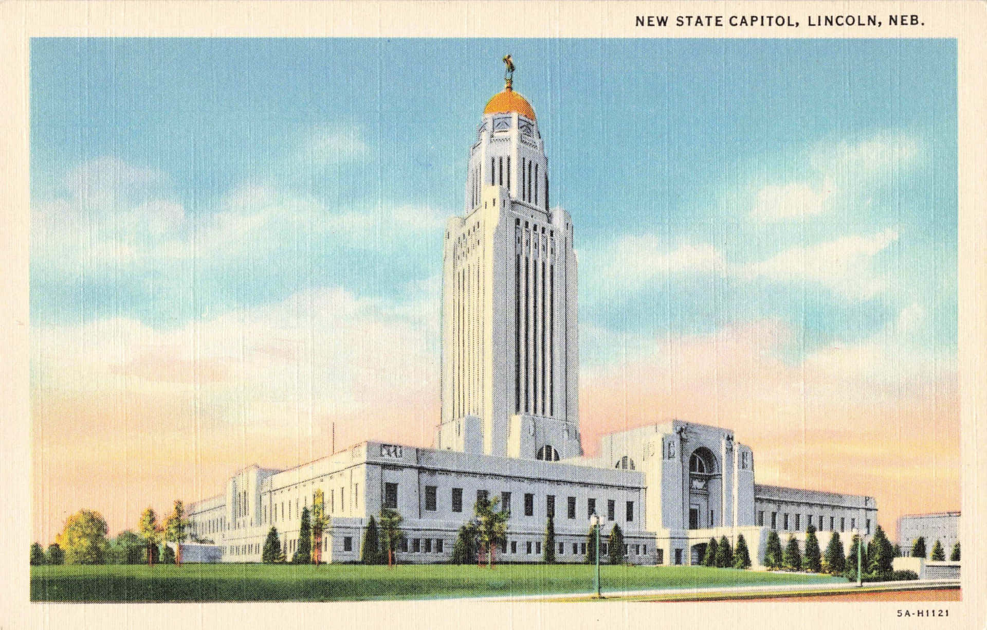 Nebraska State Capitol Lincoln Vintage Postcard Wallpaper