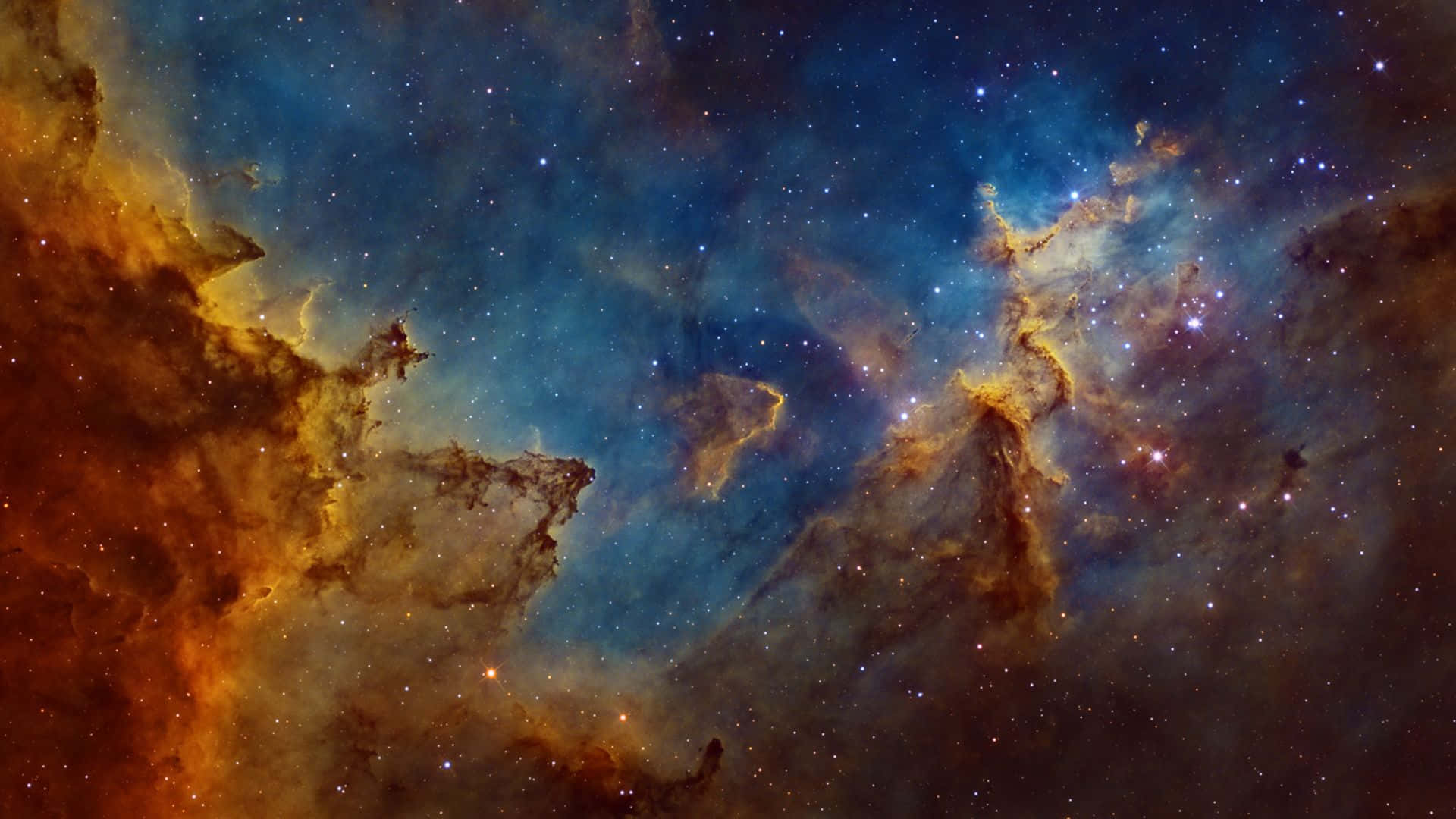 A beautiful star-filled space nebula in the sky