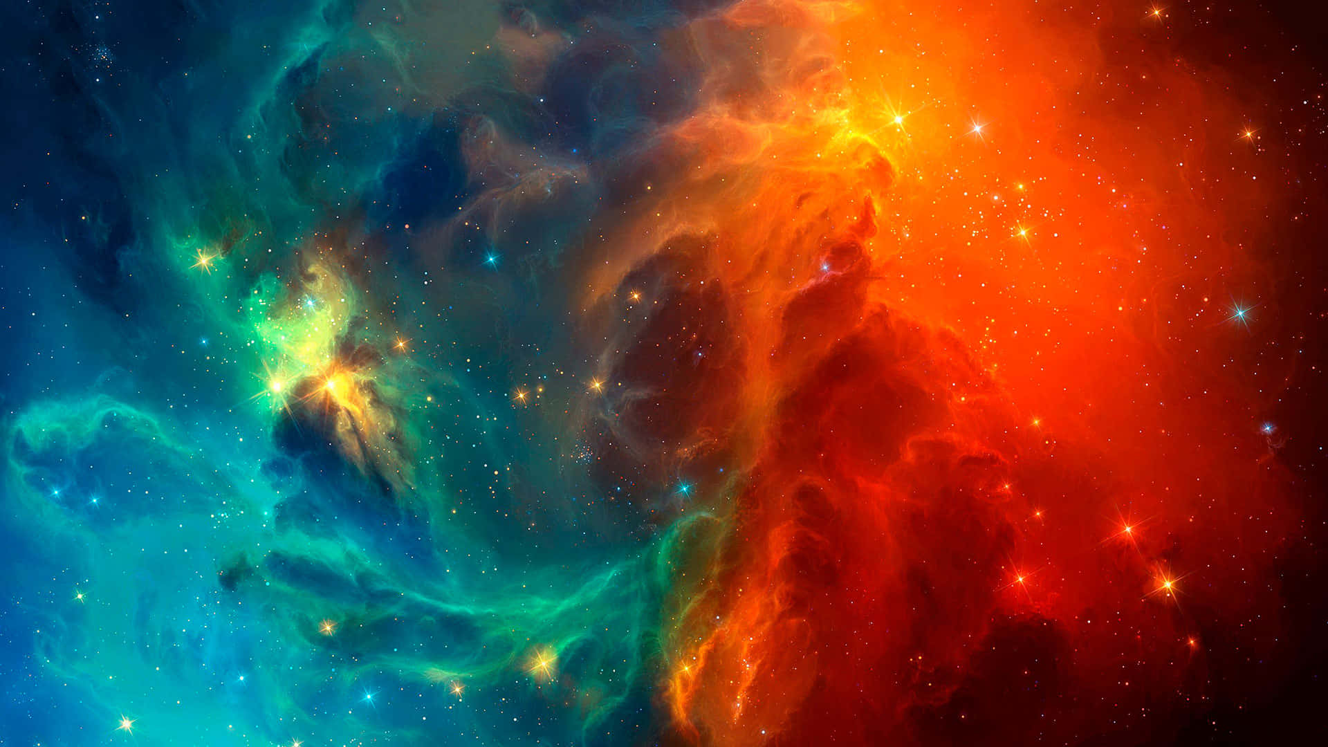 Enfärgglad Nebulosa Med Stjärnor Och Nebulosor