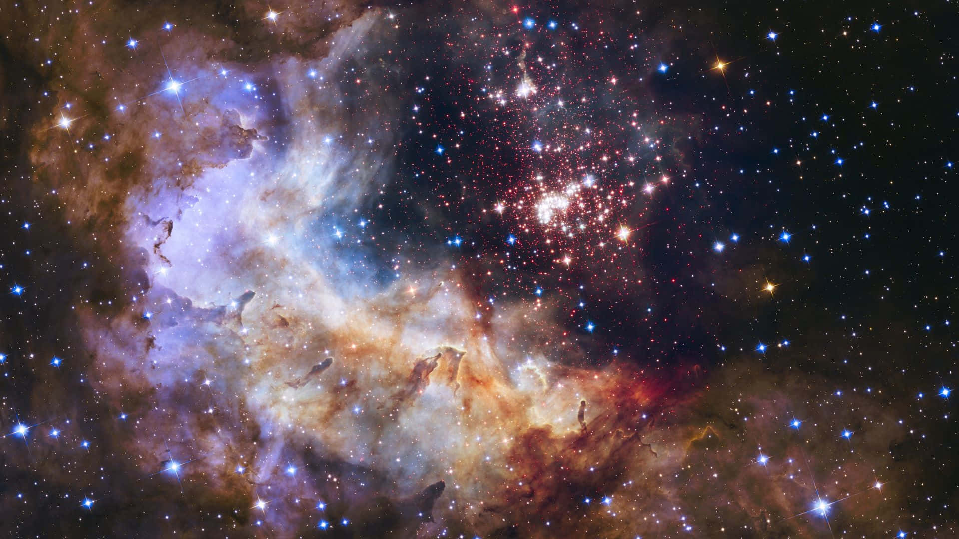 Härlighetenhos En Galaktisk Nebulosa Imponerar I Denna Hänförande Himmelska Tapet.