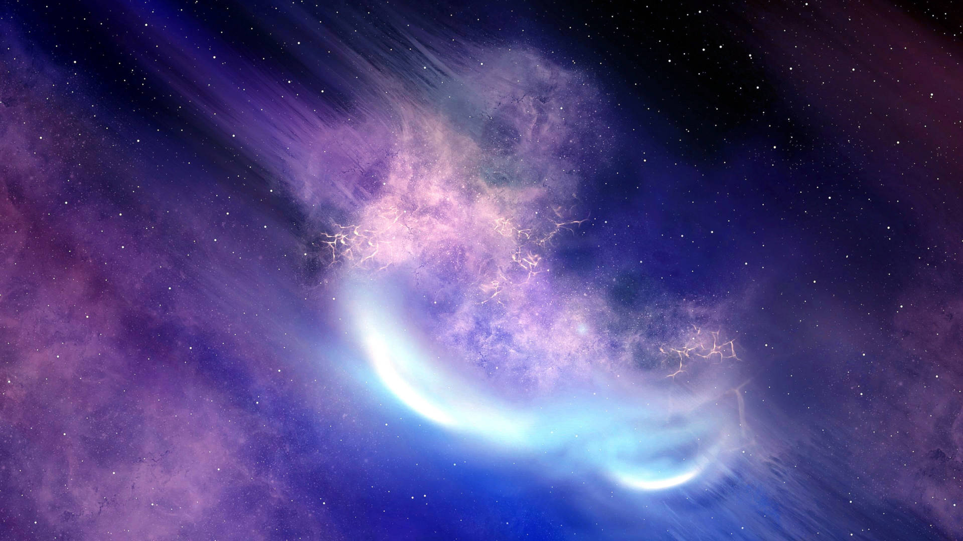 Nebula Med Blå Og Lilla Galakse Baggrund Wallpaper