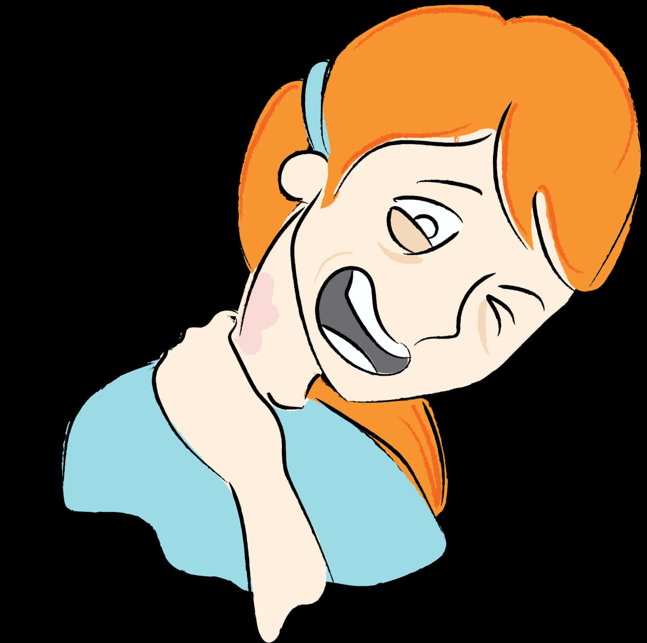 Neck Pain Expression Cartoon PNG