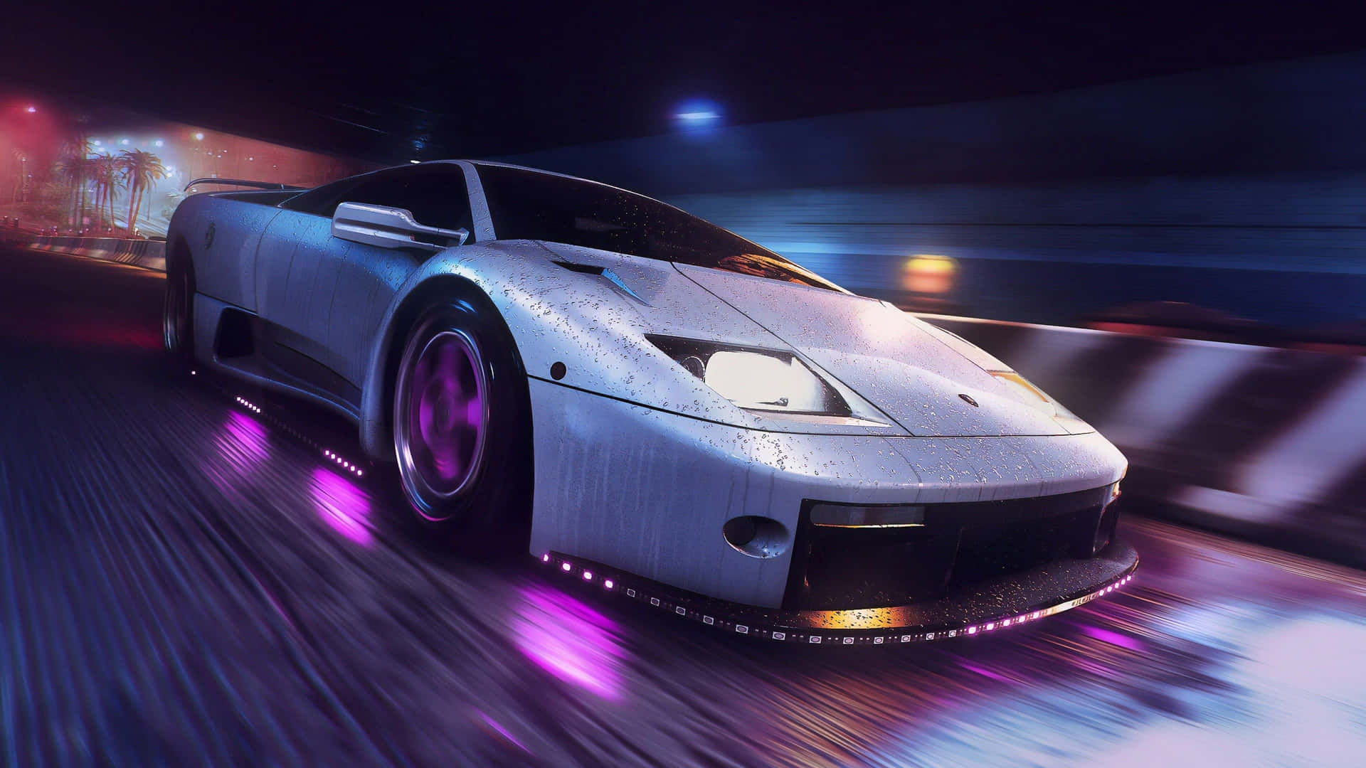 Need For Speed 4K Silver Lamborghini Diablo Wallpaper