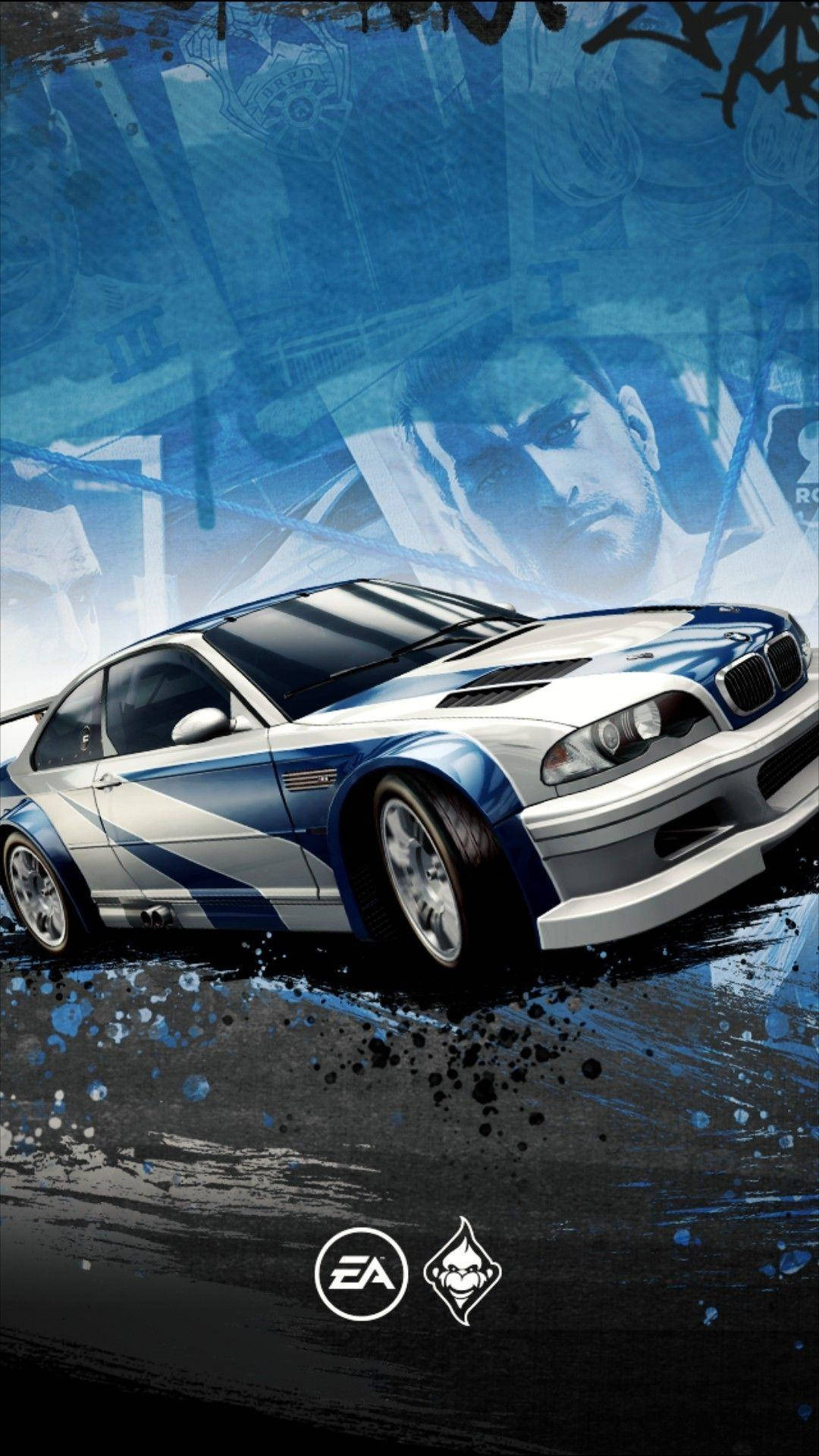 Need For Speed Blue And White Sports Car Iphone
