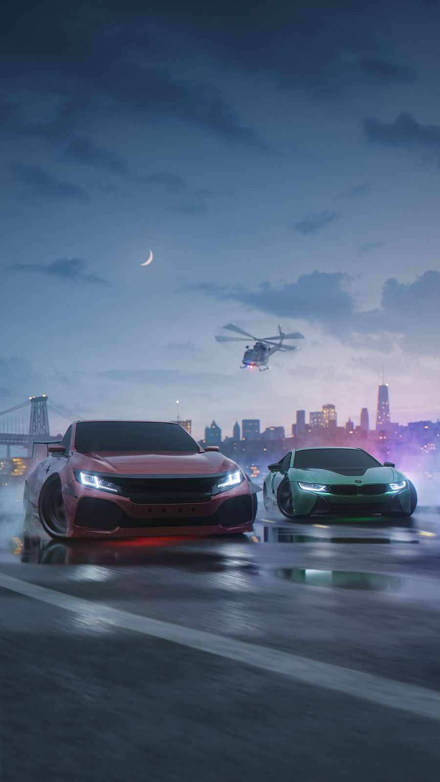 Download Need For Speed Cars Chased By Helicopter Iphone Wallpaper |  