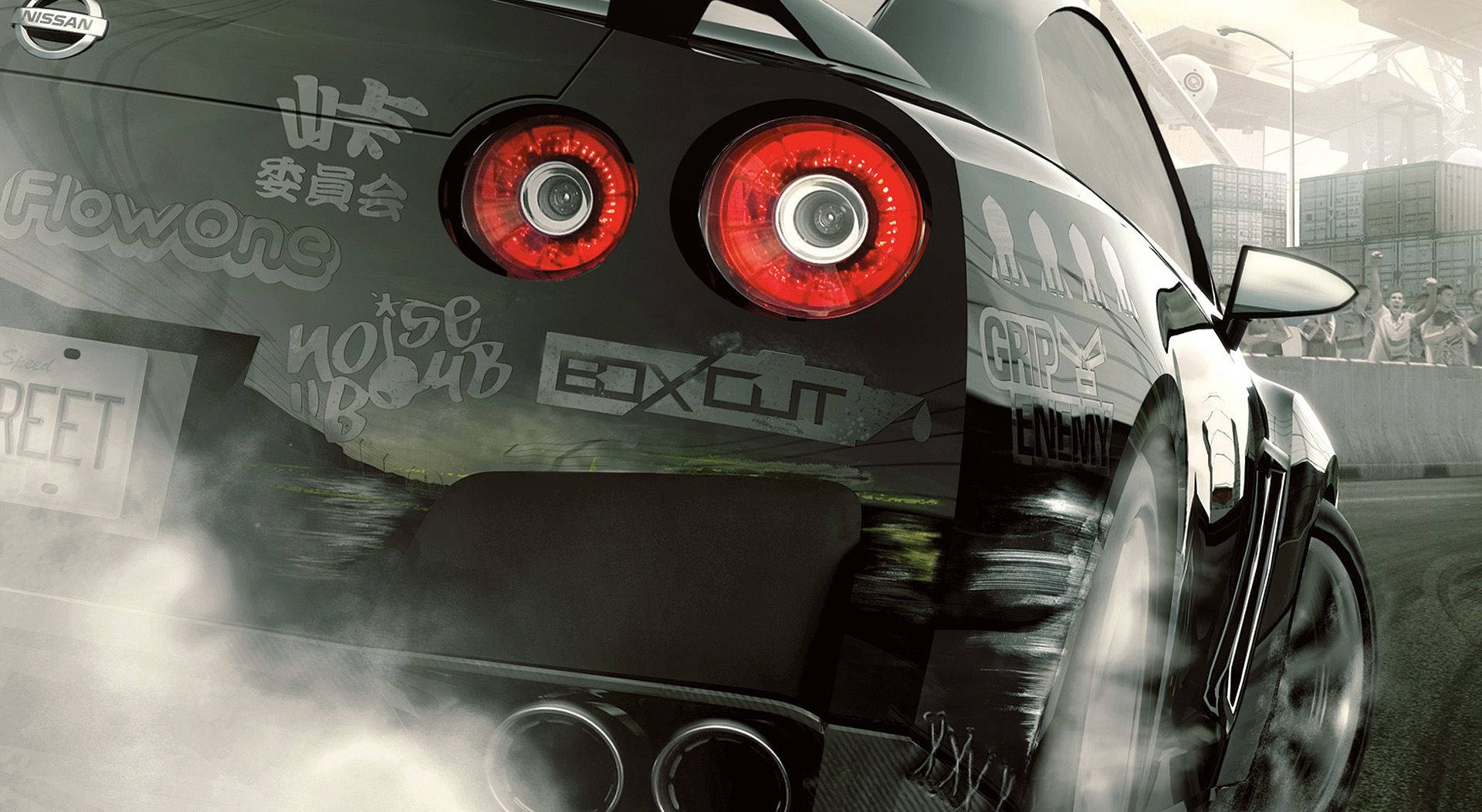 A Car With Smoke Coming Out Of Its Exhaust Wallpaper