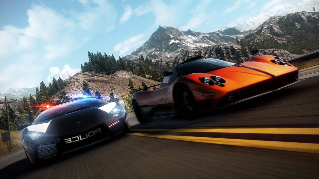 Need For Speed Orange Car Police Pursuit Wallpaper