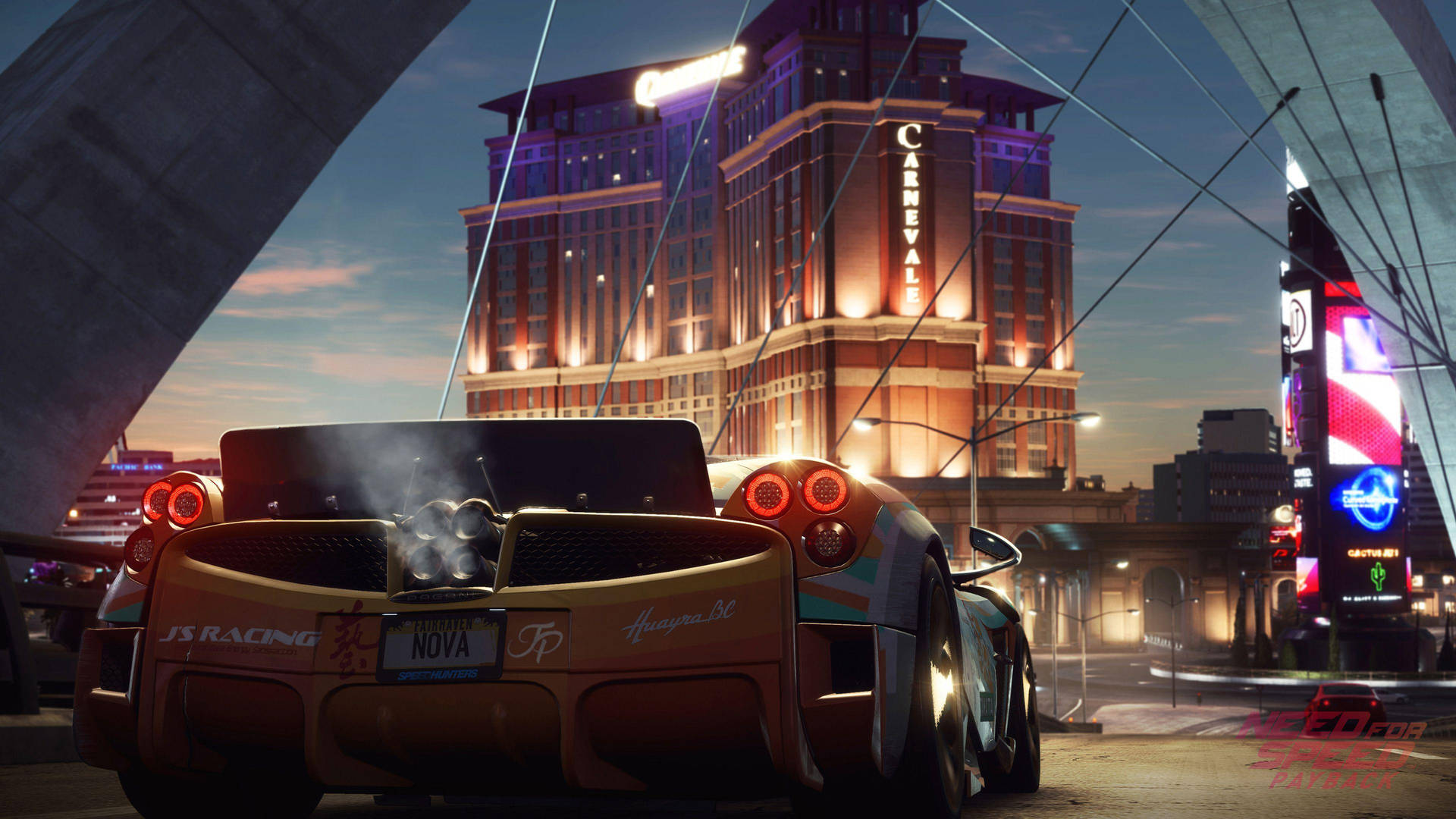 A thrilling chase in Need for Speed Payback with the stunning Pagani Huayra Carnevale. Wallpaper