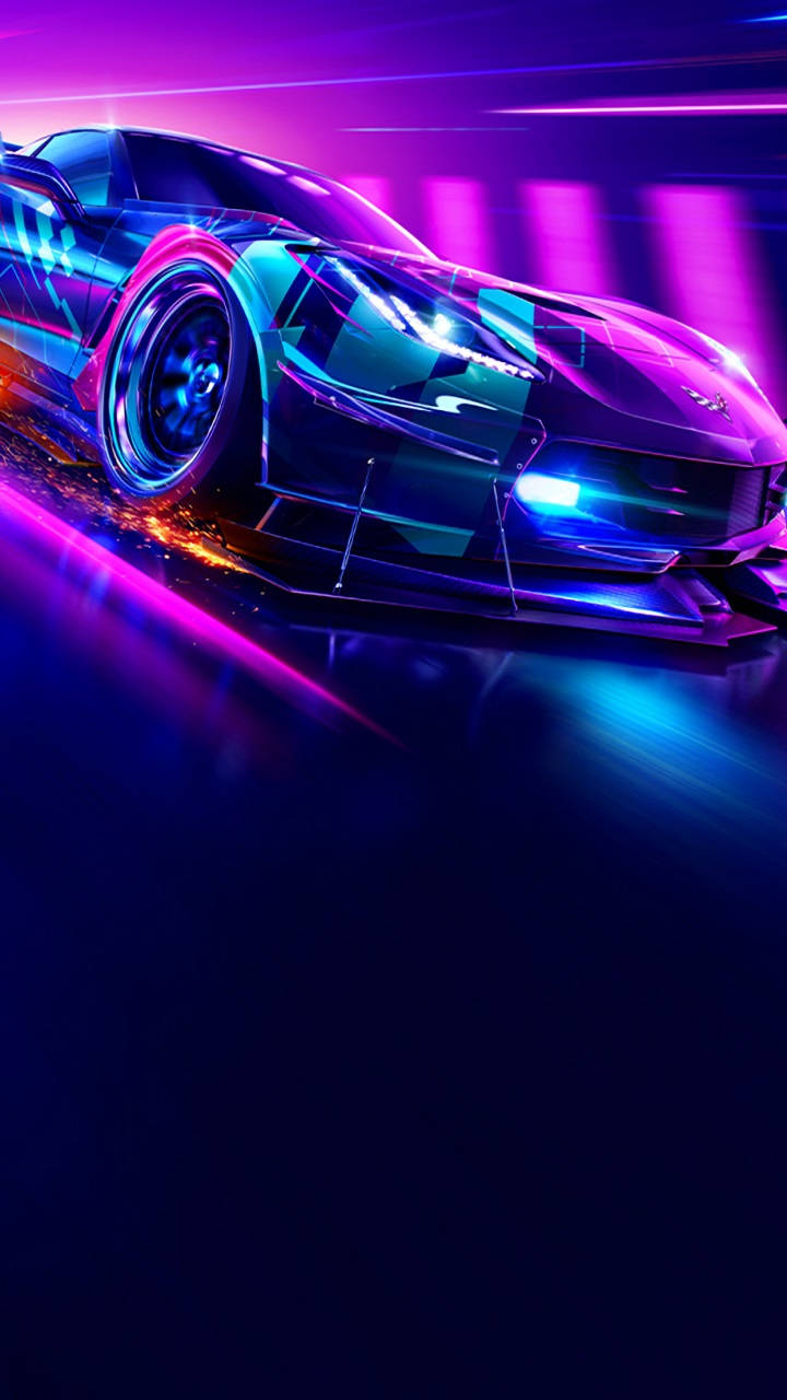 Need For Speed Purple Aesthetic Car In Dark Iphone