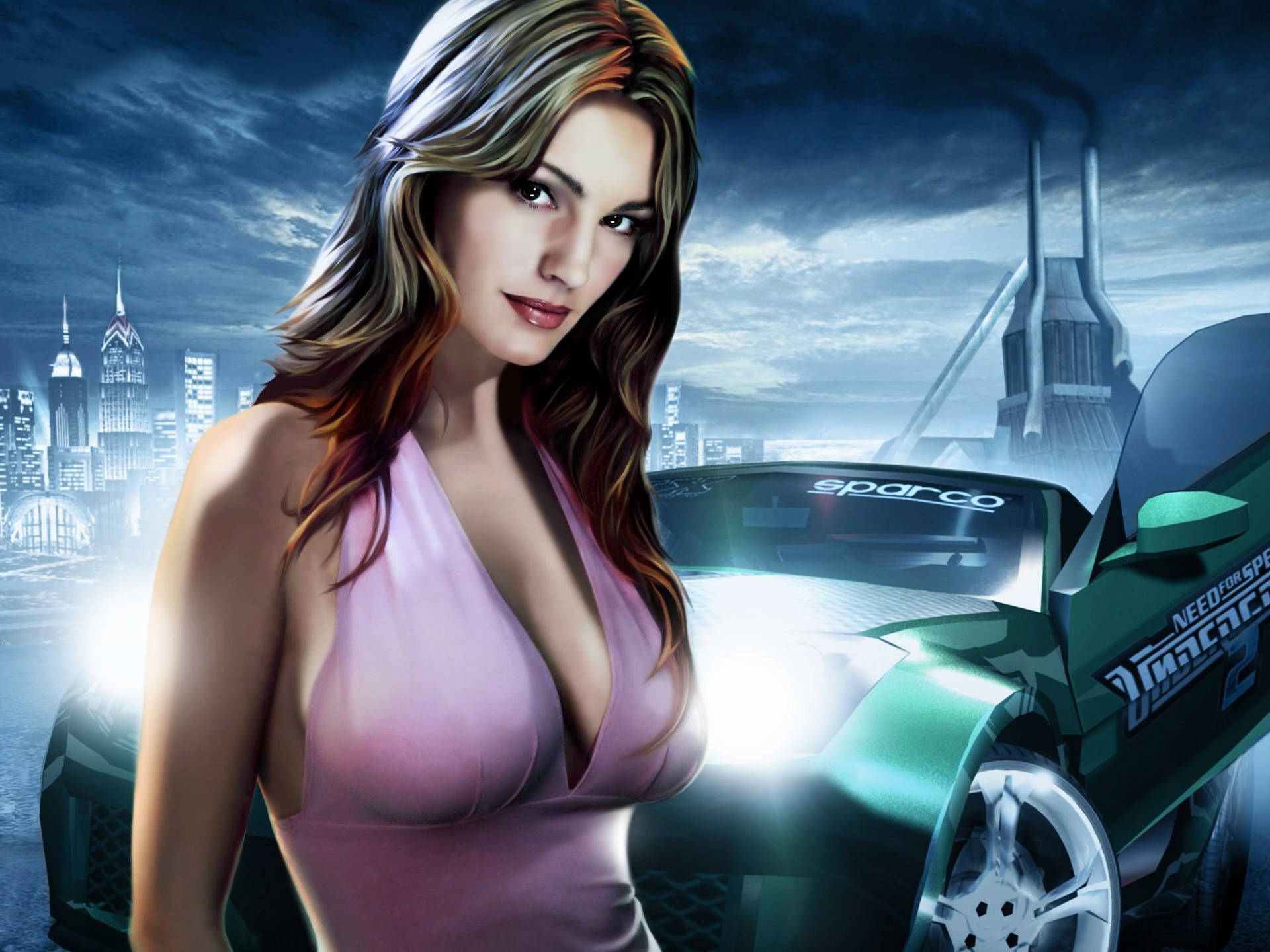 Need For Speed Sparco Car And Girl Wallpaper