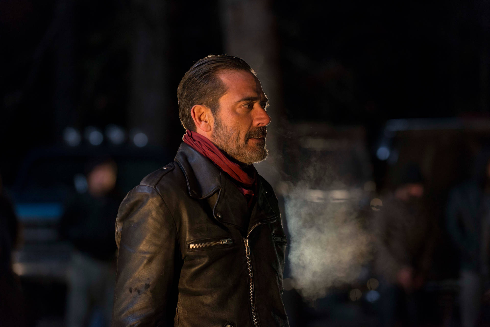 Negan During A Cold Night Wallpaper