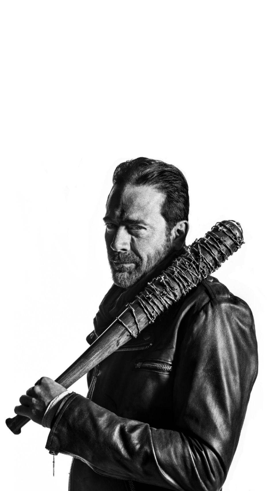 Negan With A White Background Wallpaper
