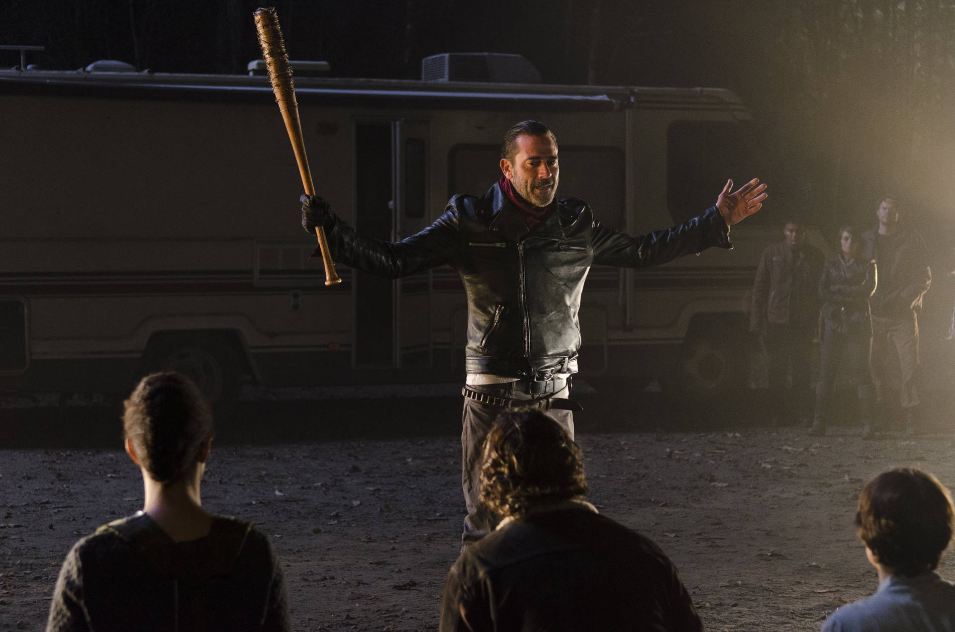 Negan With Outstretched Arms Wallpaper