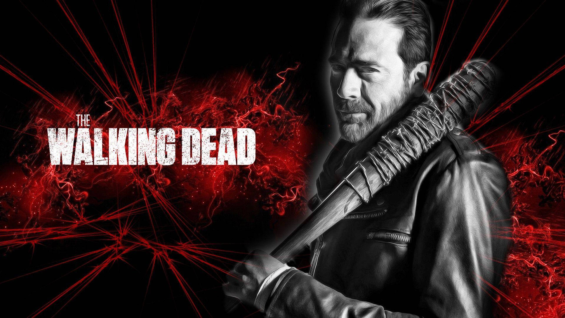 Negan With Red And Black Background Wallpaper