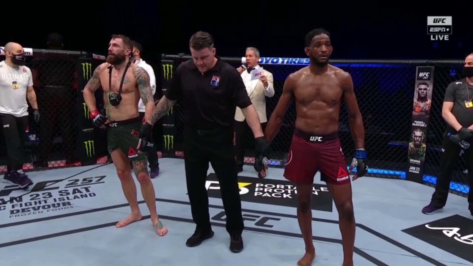 Neil Magny With Referee Wallpaper