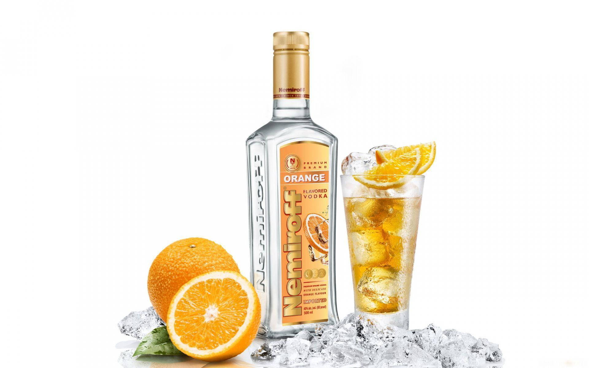 Nemiroff Orange Vodka Bottle And Drink Wallpaper
