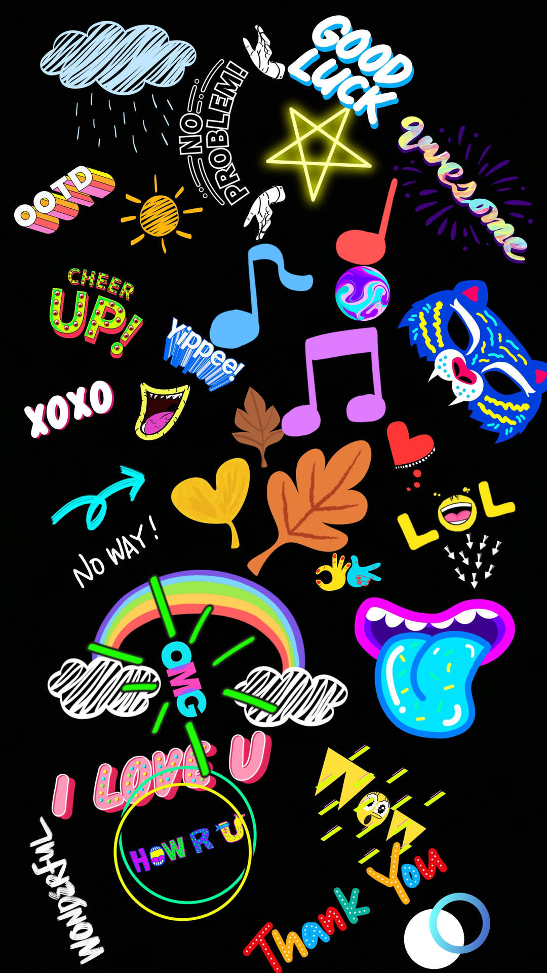 Neon 4K Doodle giver dine grafiske design et regnbue af glitrende farver. Wallpaper
