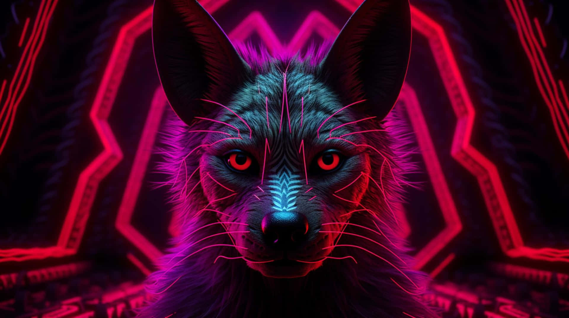 Neon Aardwolf Artwork Wallpaper