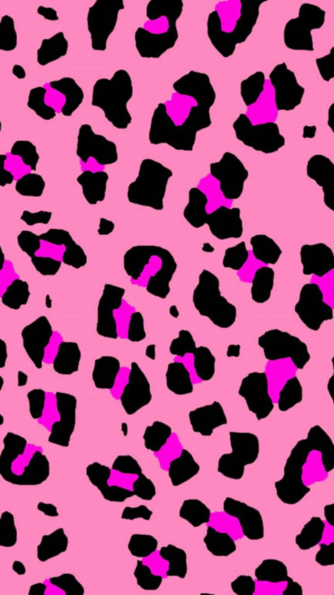 Neon Æstetisk Girly Leopard Print Wallpaper