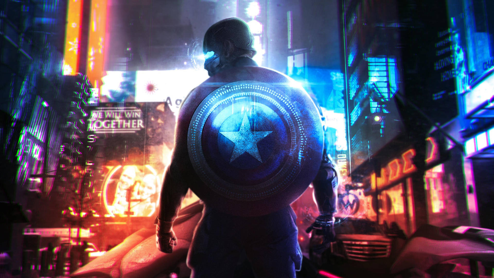 Neon Aesthetic Captain America