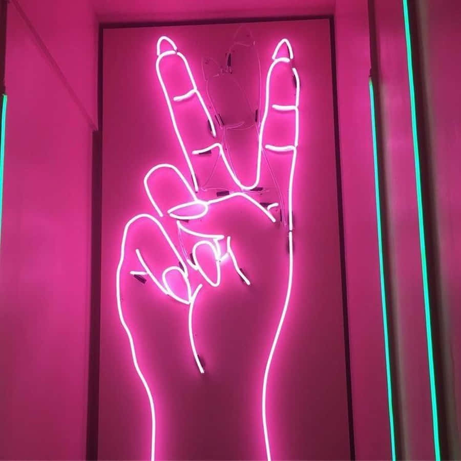Neon Hand Sign In Pink