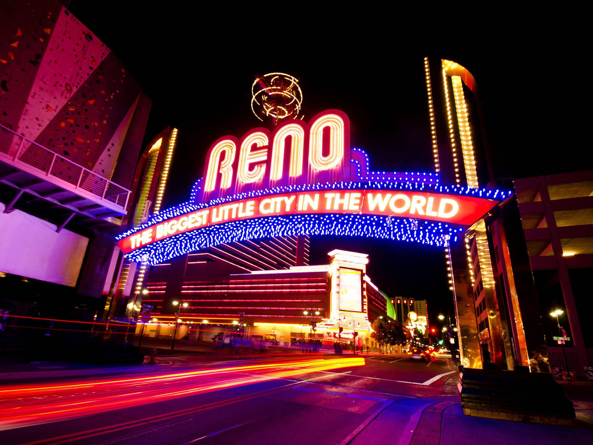 "The iconic Reno Arch stands proud above the cityscape." Wallpaper