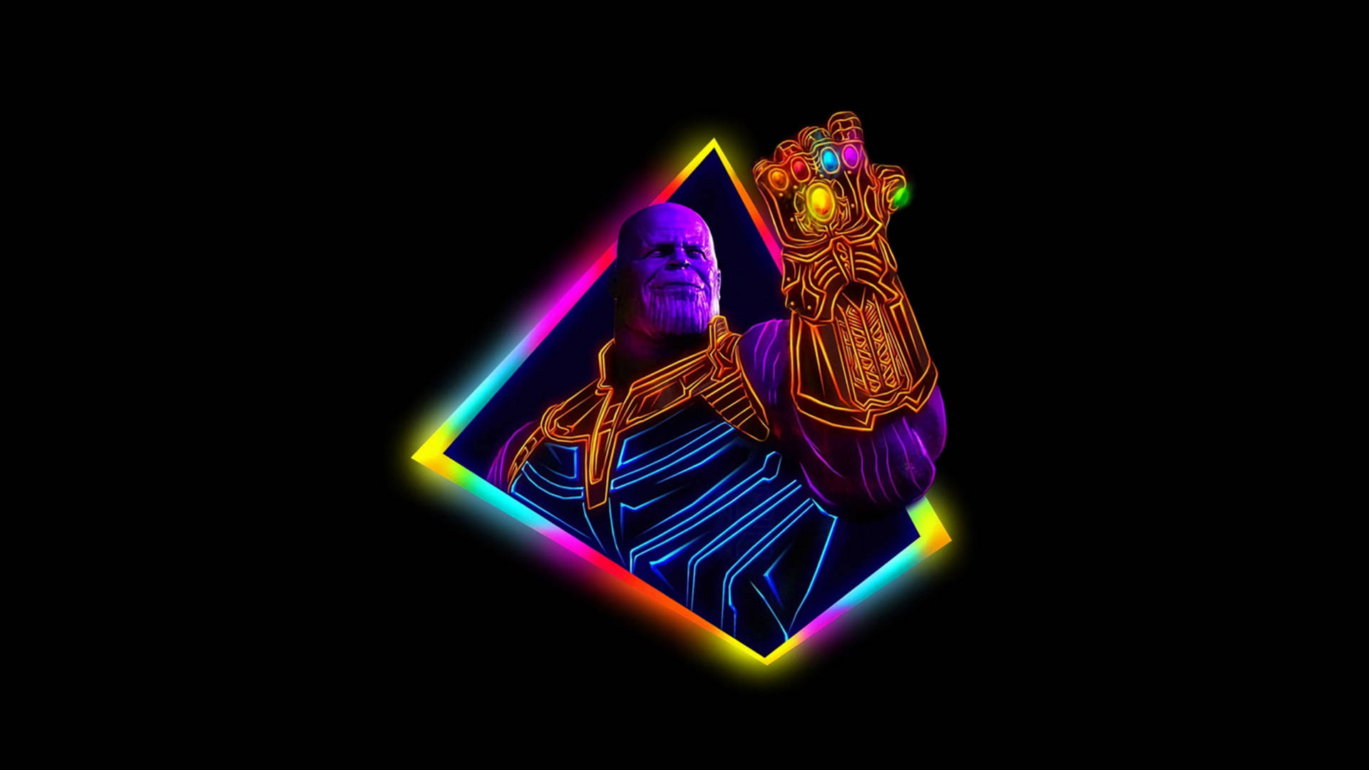 Neon Aesthetic Thanos With Infinity Stones
