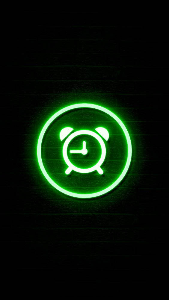 Modern Neon Alarm Clock Logo Wallpaper