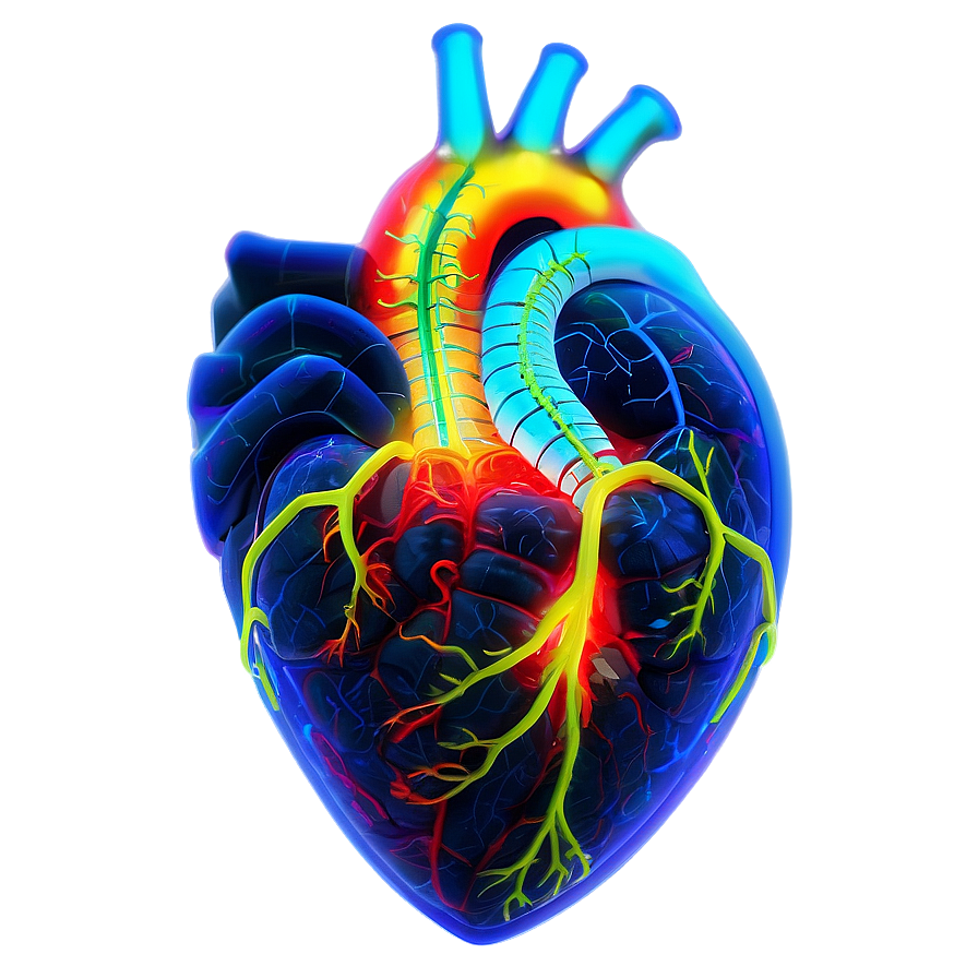 Neon Anatomical Heart Png 06122024 PNG