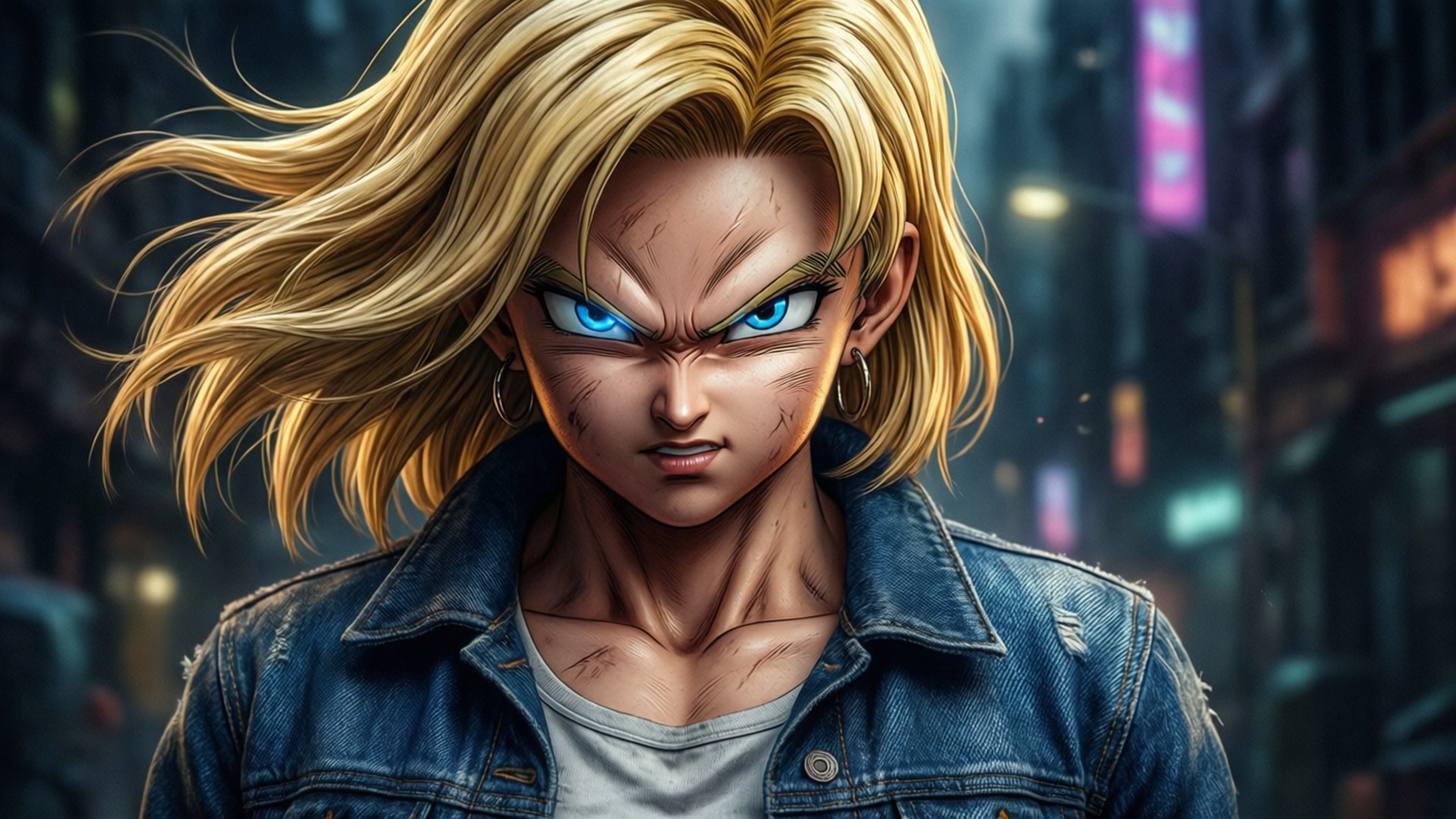 Neon Android 18 Papéis de Parede