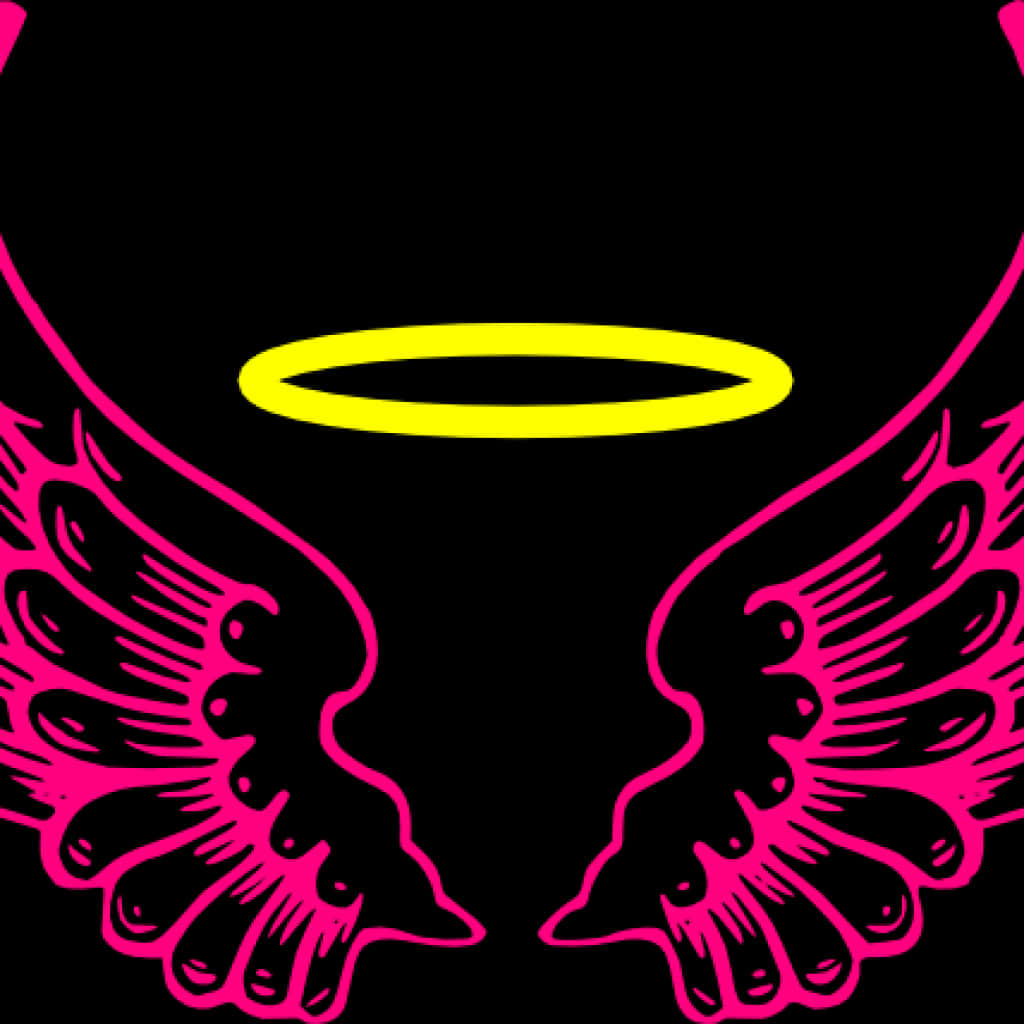 Neon Angel Haloand Wings PNG