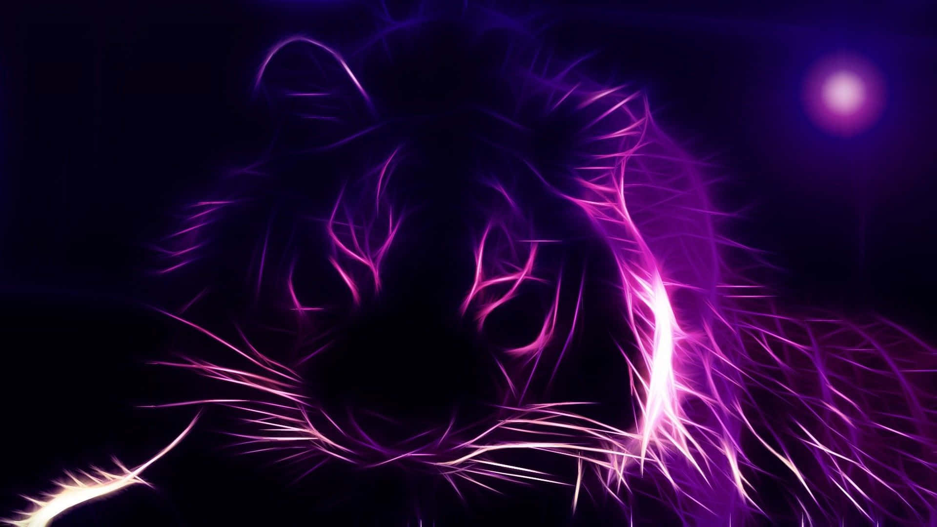 Neon Animal Purple Tiger Outline Art Wallpaper