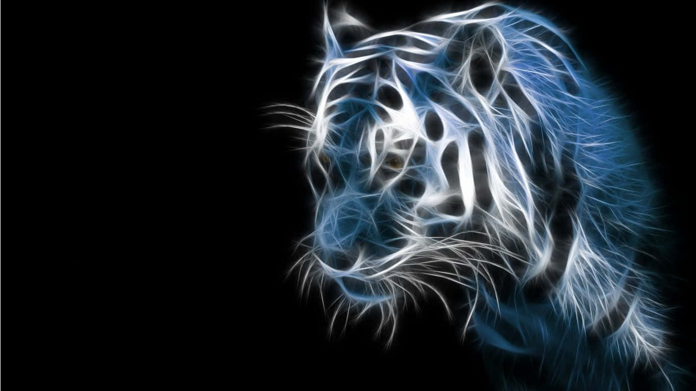 Neon Animal White Tiger Head Artwork Wallpaper