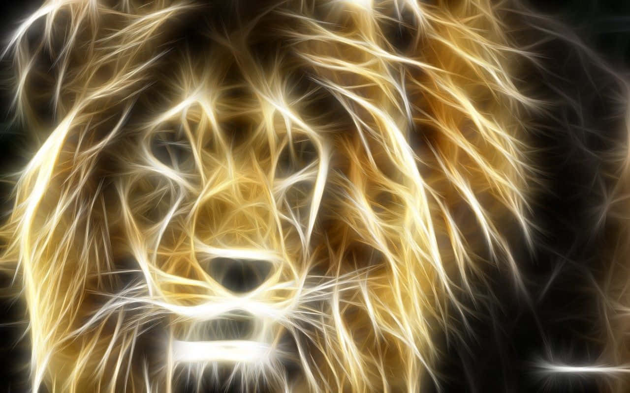 Neon Animals Golden Lion Head Wallpaper