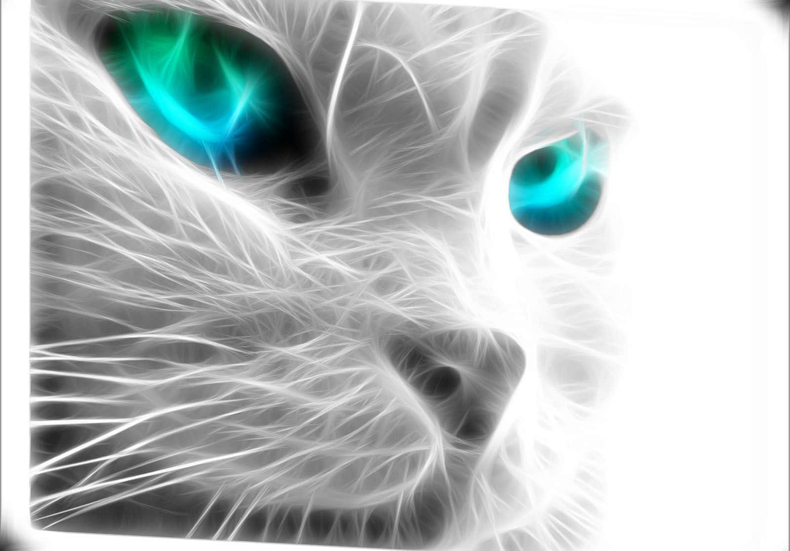 Neon Animal White Cat Face Wallpaper